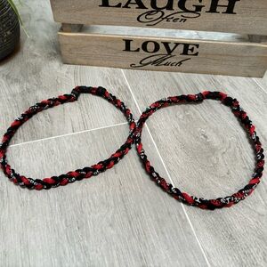 Titanium Tornado Sports Necklace 18” 3 ROPE Black And Red